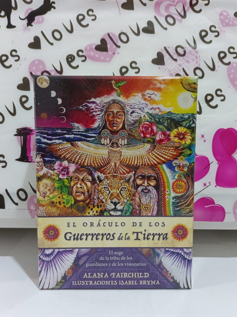 Libro de oráculo con portada colorida y personajes espirituales