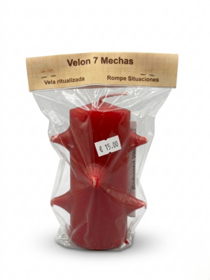 Velón 7 Mechas Rojo